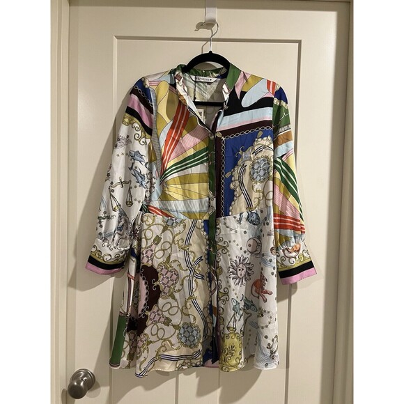 NWT Zara Women Short Printed Mini SCARF Dress SIZE M No Belt - Picture 4 of 7